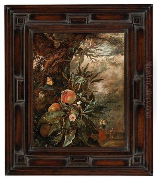 Still Life In A Forest With A Woman And Child In The Background - view 1