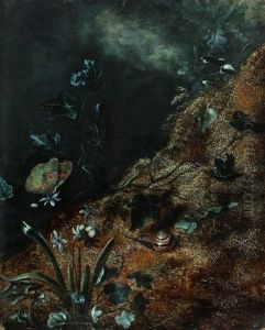 Stilleven Met Planten, Vlinder En Slak
