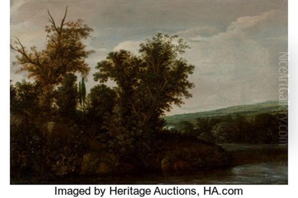A Wooded River Landscape With A Horseman - view 1