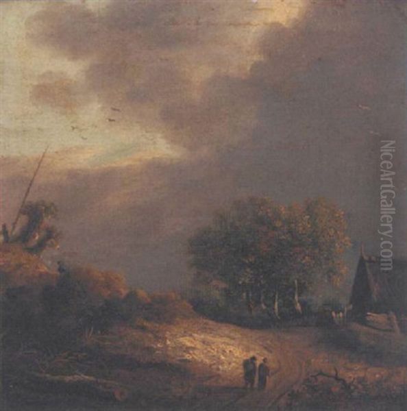 A Wooded Landscape With Figures On A Path - view 1