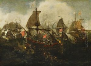 Seeschlacht Zwischen Der Neuen Spanischen Armada Und Den Niederlandern Vor Dunkirchen