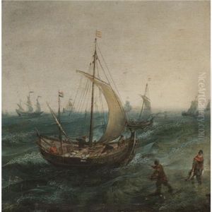 Fishermen And Their Boats In Stormy Seas