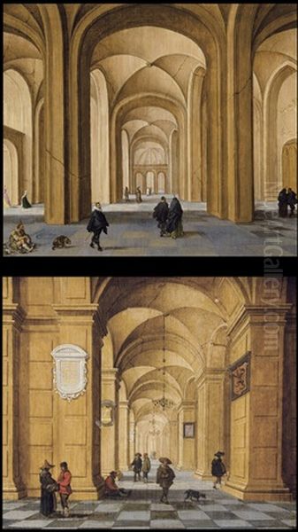 Deux Interieurs D'eglises Avec Personnages (2 Works) - view 1