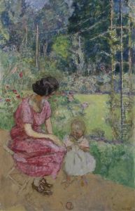 Madeline Descorps Et Son Fils Bernard Au Jardin, Etude Ii Madeline Descorps Et Son Fils Bernard Au Jardin, Etude Ii