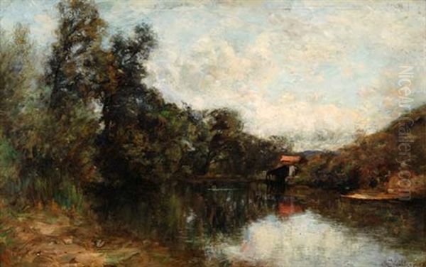 Baumbestandene Flusslandschaft - view 1