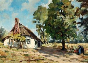 Woman Near A Farm On A Country Road by Jan van Vuuren