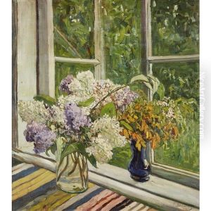 Flowers By An Open Window by Konstantin Semionovich Vysotsky