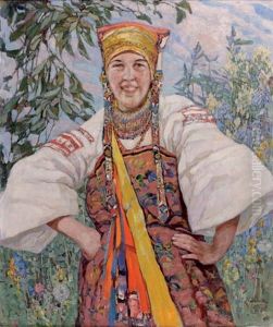 Jeune Ukrainienne En Costume Traditionel