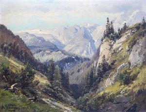 Holzbrucke In Waldlichtung Mit Blick Auf Das Hochbrett In Berchtesgaden (+ Blick Uber Die Berchtesgadener Alpen Von Der Konigsbergalpe Richtung Hundstod; 2 Works)