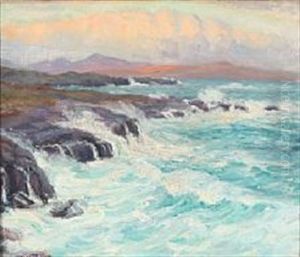 A Rocky Coastal Scene From The Faroe Islands by Joen Waagstein