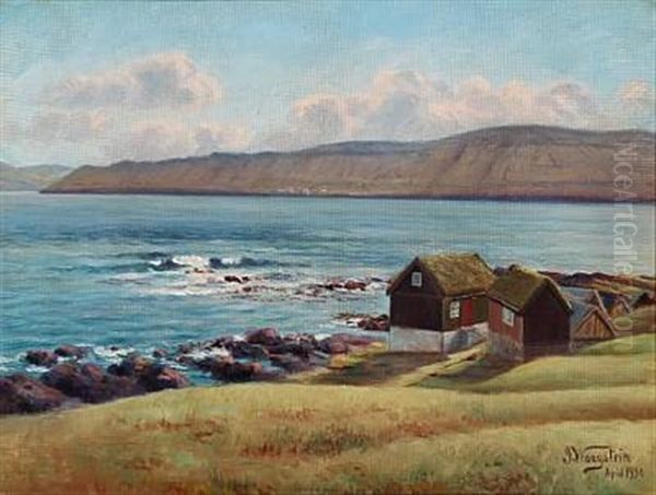 Motif With Settlements And Water From The Faroe Islands - view 1