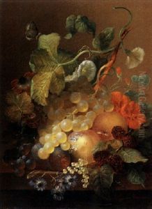 Still Life With Grapes, Plums, Peaches, And Boysenberries by Jan Van Der Waarden
