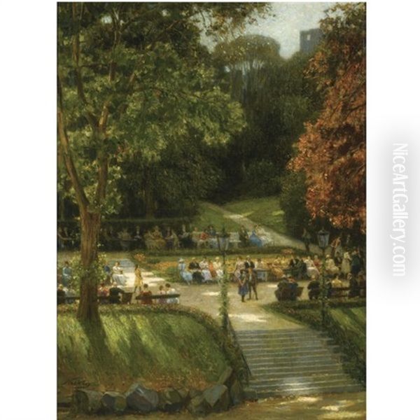Figures On A Sunny Day At The Kurpark, Badenweiler, Germany - view 1