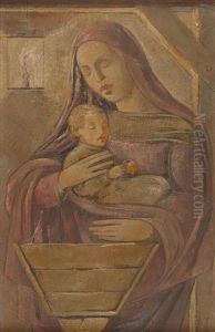 Maria Mit Dem Jesusknaben Bei Der Krippe by Aloys (Wachlmayr) Wach