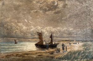 Netzboote Am Boddenstrand by Friedrich Wachenhusen