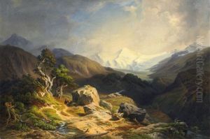 Sennhutte In Einem Weiten Alpental by Friedrich Wachsmann