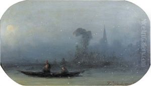 Orientalische Flusspartie Am Abend by Ferdinand Wachsmuth