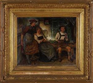 Halbstarker Neben Amusierten Dirnderln by Maximilian Wachsmuth