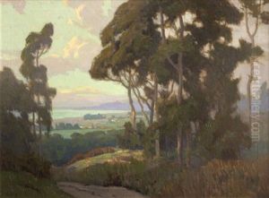 Path Through A Tree-lined Landscape by Elmer Wachtel