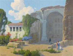 Visitors To Mission San Juan Capistrano by Elmer Wachtel
