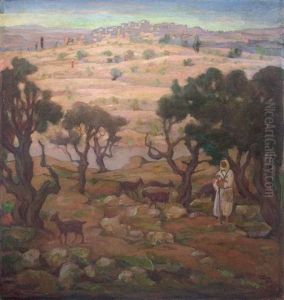 A Shepherd In The Jerusalem Mountains by Wilhelm Wachtel