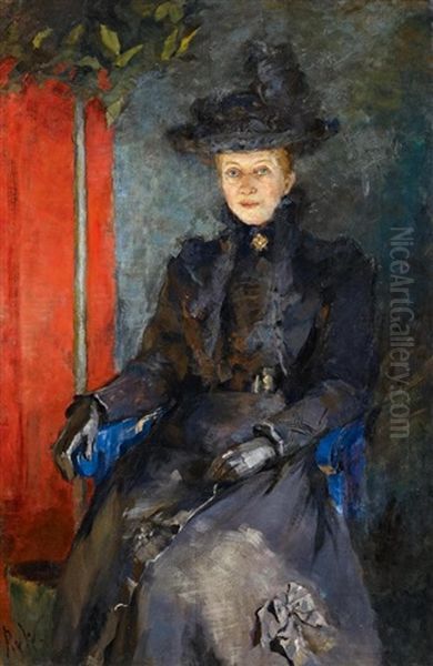 Portrait Einer Vornehmen Dame Im Schwarzen Kleid - view 1
