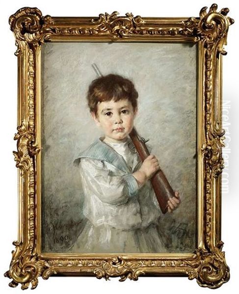 Bildnis Eines Jungen Im Matrosenanzug. Uber Der Schulter Tragt Er Ein Gewehr - view 1