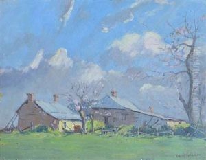 Farm House With Blossom Trees by Robert Waden