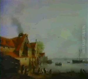 Dorf An Einem Fluss Mit Fischerbooten Dorf An Einem Fluss Mit Fischerbooten