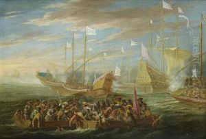 A Sea Battle Between The Spanish And The Duchy Of Savoy by Cornelis de Wael