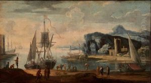 Vue D'un Port Avec Des Navires by Cornelis de Wael