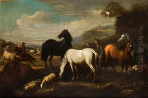 Jinetes Domando Caballos by Cornelis de Wael