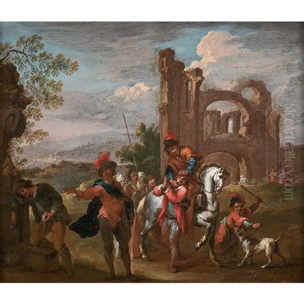 Personnages Dans Des Ruines Medievales - view 1