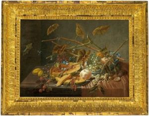 Stilleben Mit Einer Melone, Weintrauben Und Anderen Fruchten by Dominicus Gottfried Waerdigh