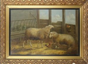 2 Moutons A La Bergerie by Arthur De Waerhert