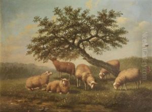 Paysage Anime De Moutons Sous Un Arbre by Arthur De Waerhert
