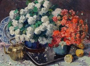 Nature Morte Aux Fleurs, Citrons Et Pichet En Cuivre by Victor Wagemaekers