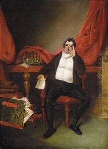Portrait Of Walter Ramsden Fawkes by Thomas Charles Wageman