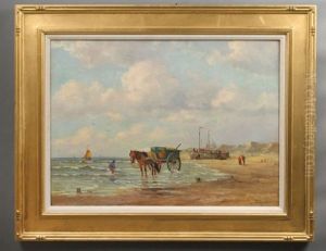 Low Tide With Boats, Horse Cart And Clam Diggers