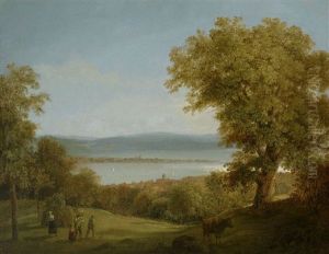 Blick Von Der Hohe Des Bodanruckens Uber Allensbach Auf Die Insel Reichenau Mit Oberzell Und Der Basilika St. Georg