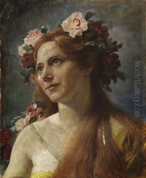 Junge Frau Mit Blumenkranz - view 1