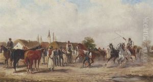 Ungarischer Pferdemarkt by Alexander von Wagner