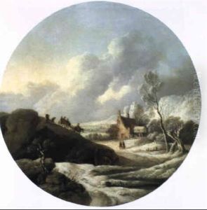 Winterlandschaft Mit Muhle Und Personen by Dorothea Maria Wagner