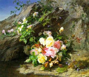 Bouquet De Roses Dans Les Rochers by Elise (Puyroche) Wagner