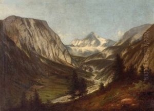 Gebirgstal Mit Gletscherblick