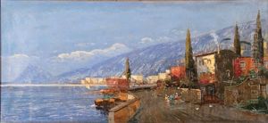 Expansive Italian Seaside Village Landscape