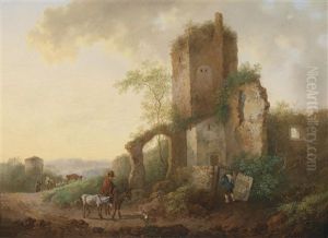 Reiter In Einer Landschaft Mit Ruinen by Johann Georg Wagner