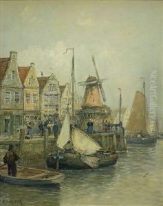 Above A Ditch In Holland by Karl Theodor Wagner