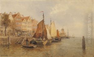 Hafenszene Bei Rotterdam by Karl Theodor Wagner