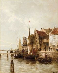 Hafen Von Amsterdam Mit Reicher Figurenstaffage by Karl Theodor Wagner